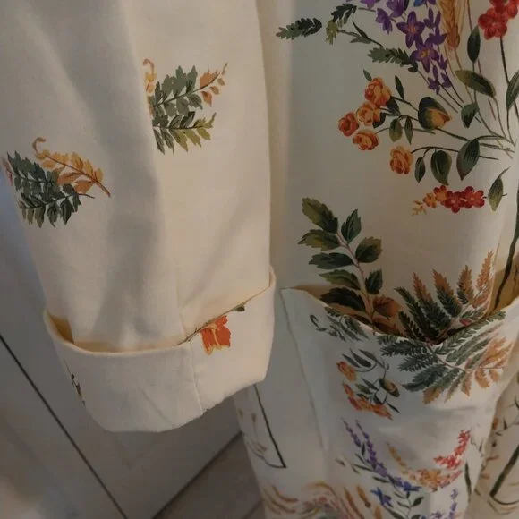 3501 Size XL Yellow and Green Long Length Duster Made from Linen  Tablecloth. - Picture 6 of 8